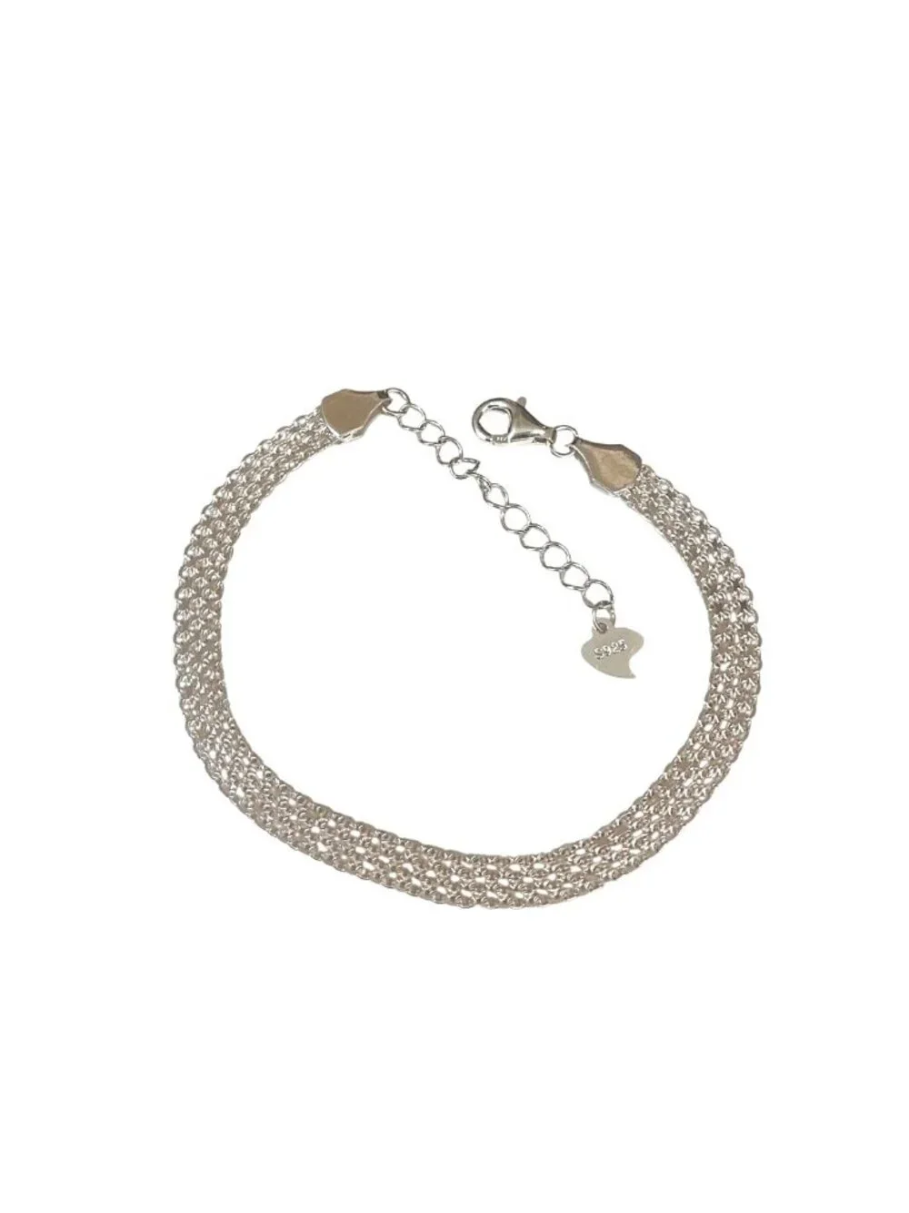 Sterling Silver 925 Mesh Bracelet Adjustable 6-7.5 Inches Lightweight 3.5g